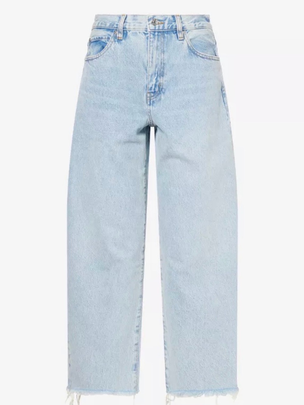 FRAME The Bubble Crop Outlaw Raw Fray Barrel Jeans Size 31 NWT